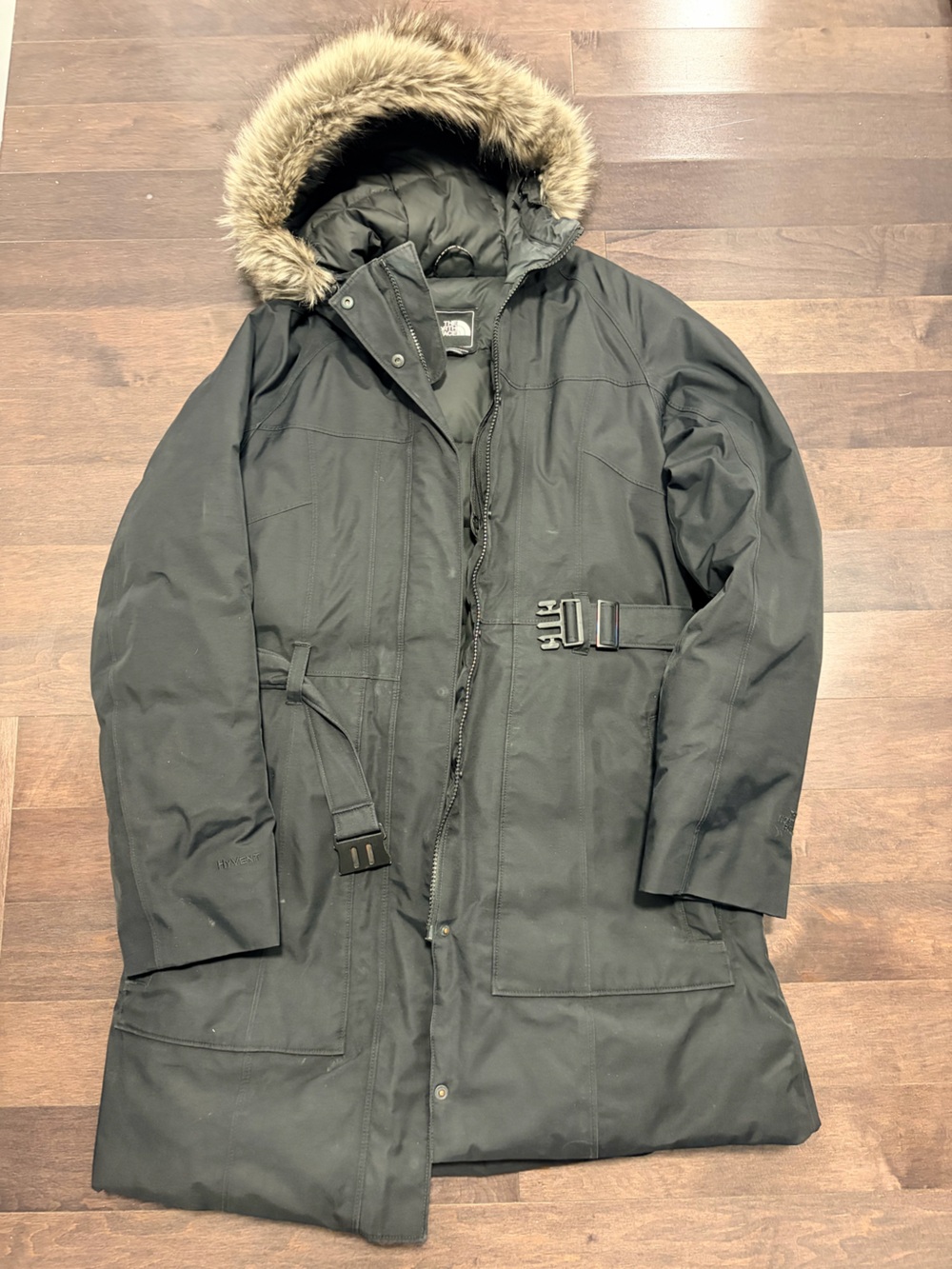 The North Face Black Long Women's Ski Parka with Faux Fur Trim Hood
